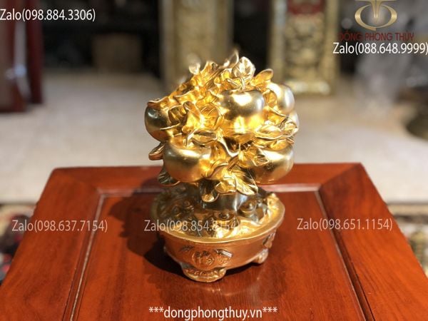 Cây phát tài phát lộc bằng đồng dát vàng 24k