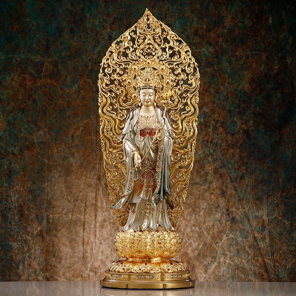 Tượng tây Phương Tam Thánh thân quang Cao 68 tới đầu, tới đỉnh 88cm