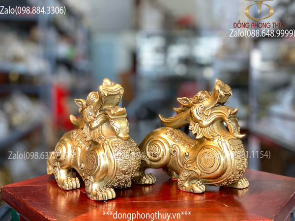 Tỳ hưu phong thủy bằng đồng vẩy tiền 12,5cm