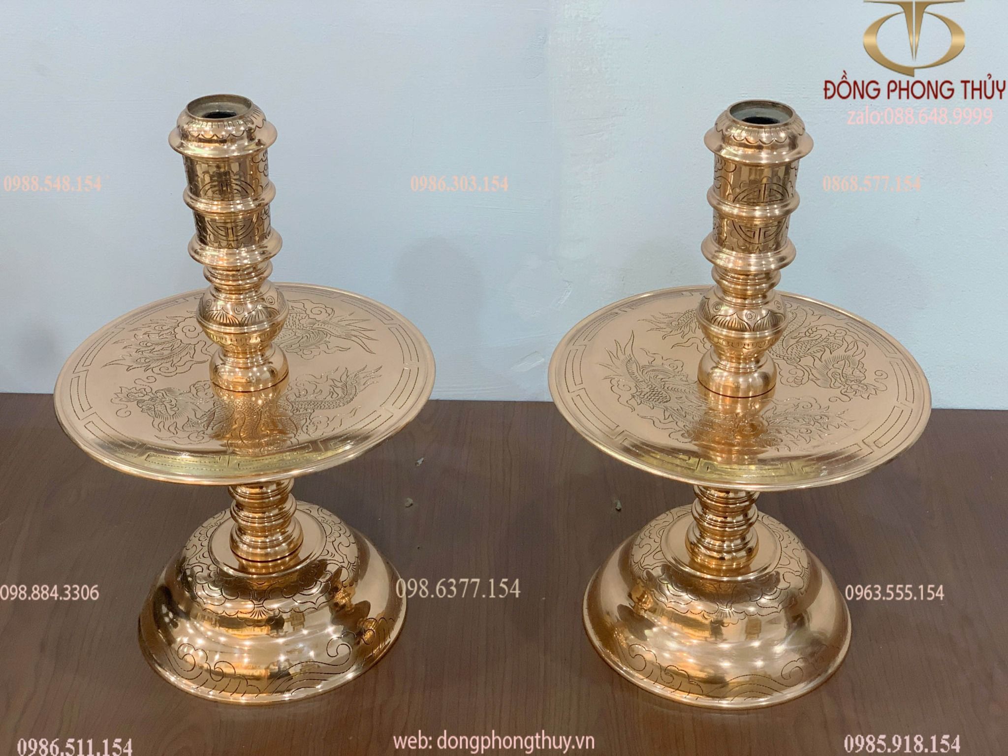 Chân nến thờ 42cm bằng đồng đỏ