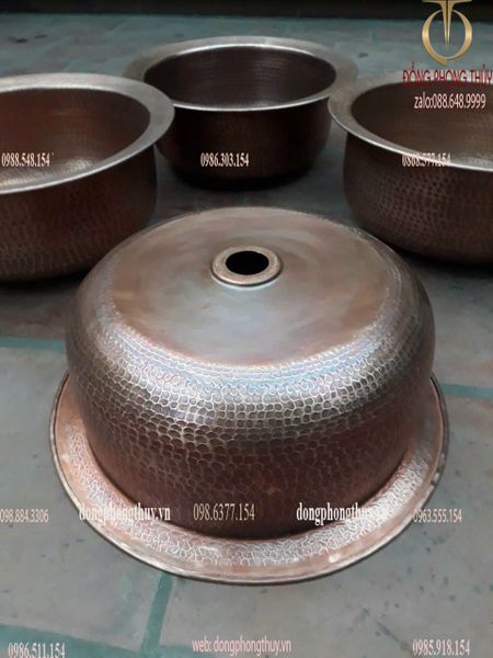 Chậu đồng đỏ gò thủ công