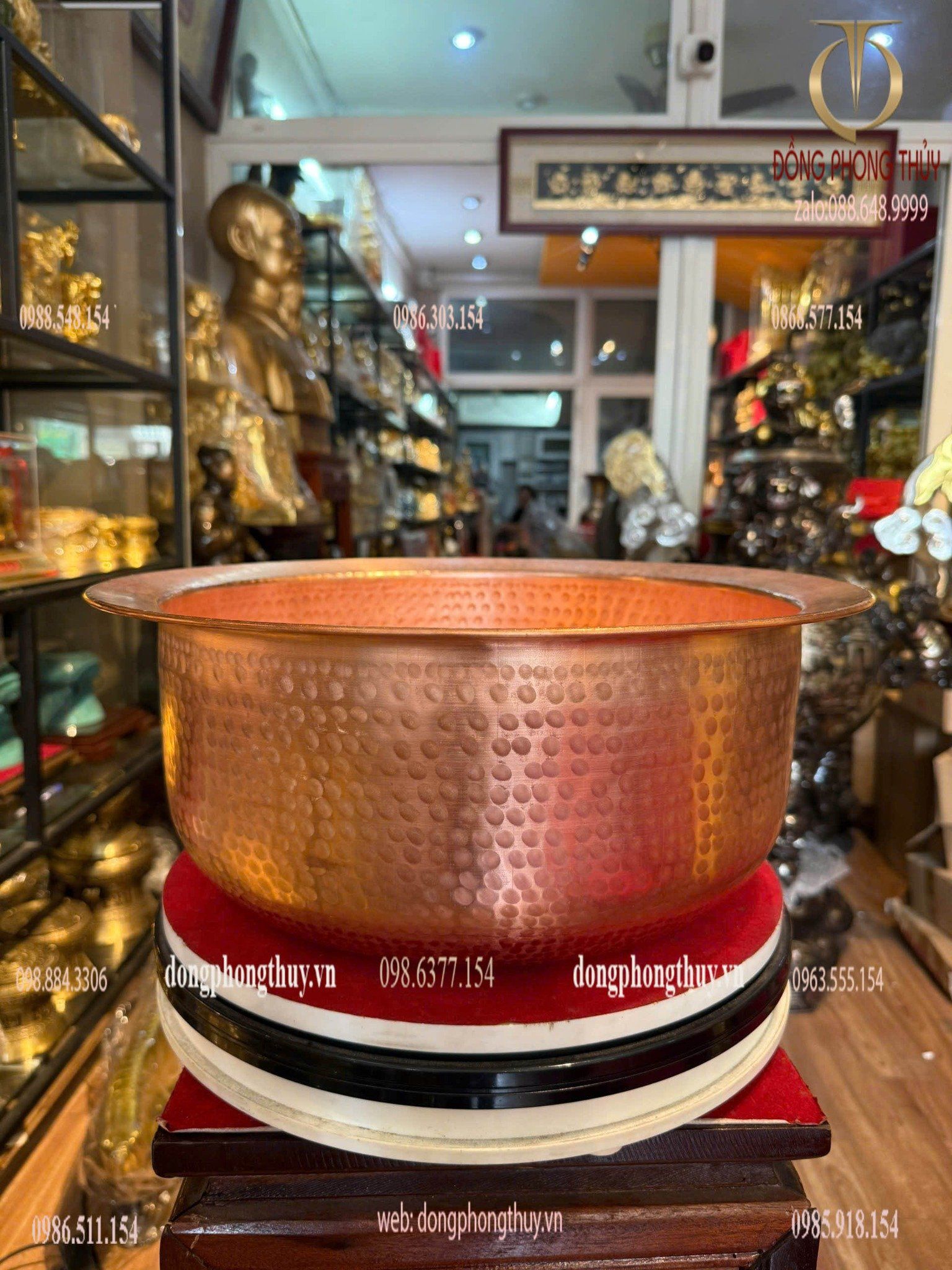 Chậu đồng đỏ 40cm cao 16 nặng 2,4kg