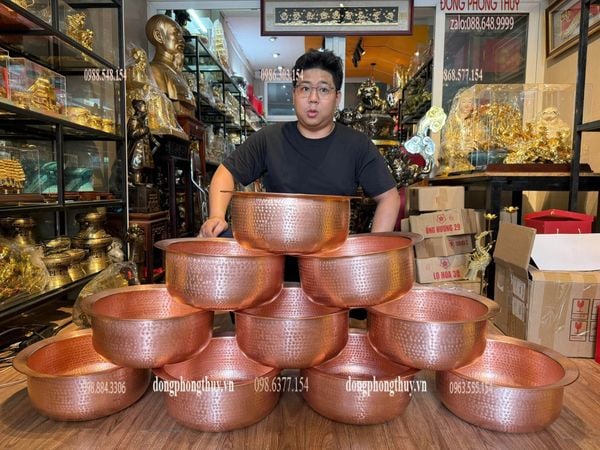 Chậu đồng đỏ 40cm cao 16 nặng 2,4kg