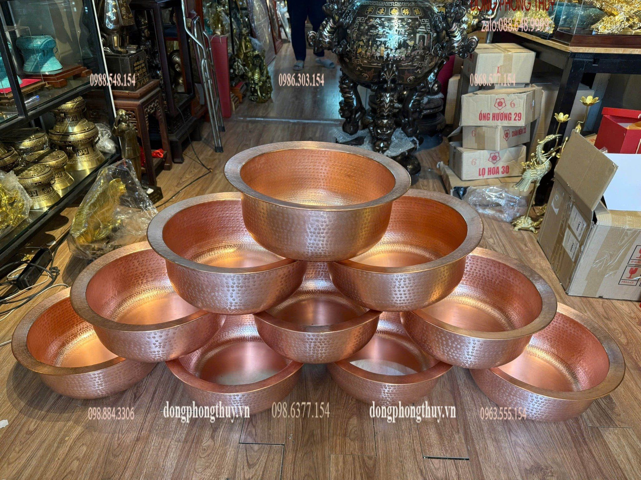 Chậu đồng đỏ 40cm cao 16 nặng 2,4kg