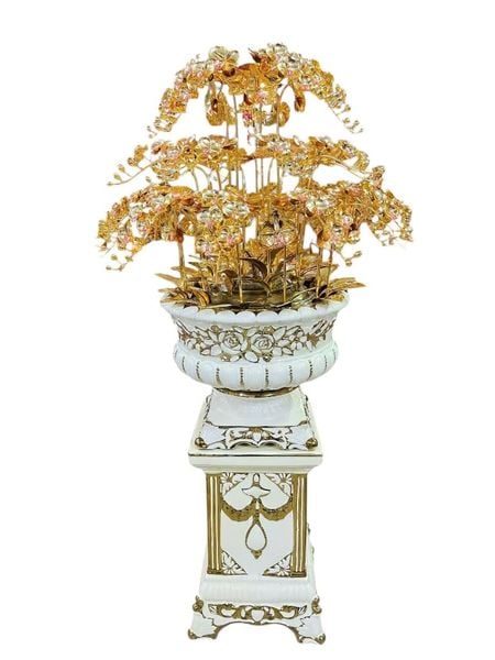 Chậu Lan 25 cành bằng đồng mạ vàng 24k Cao 148cm tán rộng 86cm