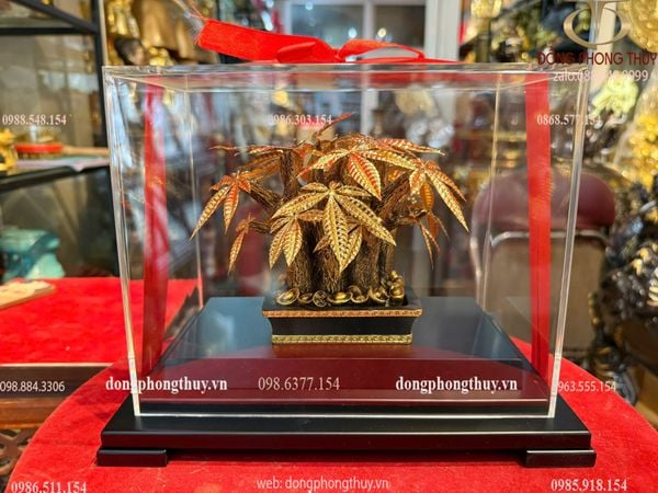 Cây kim ngân mạ vàng 24k 24,5x15,5x19cm