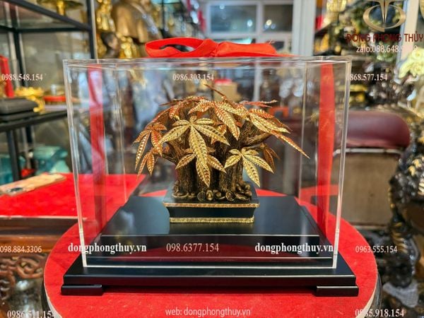 Cây kim ngân mạ vàng 24k 24,5x15,5x19cm