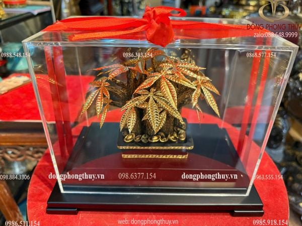 Cây kim ngân mạ vàng 24k 24,5x15,5x19cm