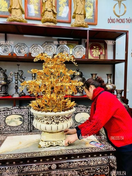 Quà tặng mạ vàng: Chậu Lan 25 cành mạ vàng 24k cao 1m48