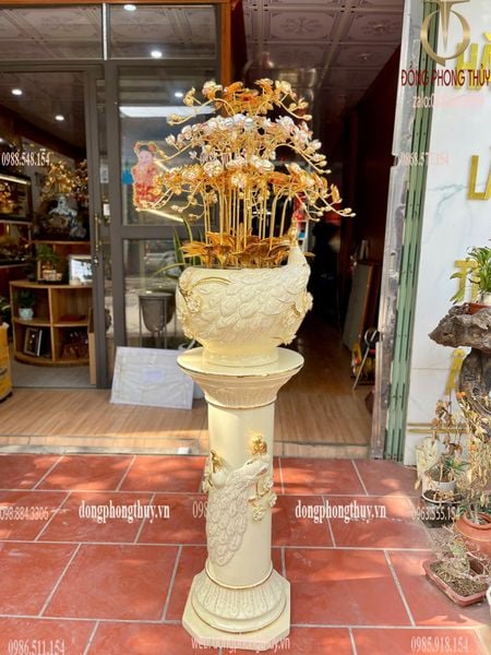 Chậu Lan chim công 18 cành mạ vàng 24k cao 164cm