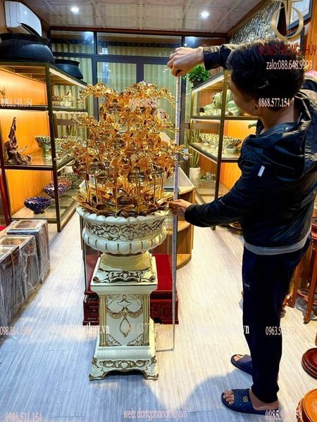 Quà tặng mạ vàng: Chậu Lan 25 cành mạ vàng 24k cao 1m48