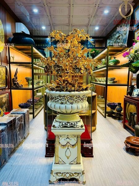 Quà tặng mạ vàng: Chậu Lan 25 cành mạ vàng 24k cao 1m48