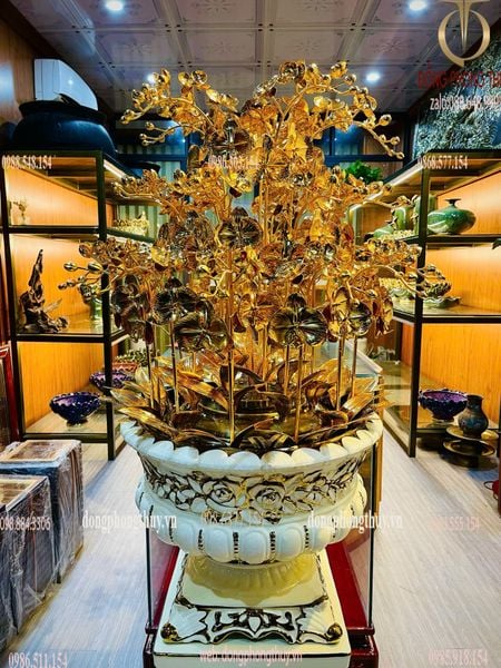 Quà tặng mạ vàng: Chậu Lan 25 cành mạ vàng 24k cao 1m48