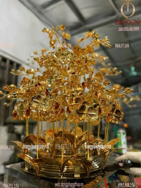 Quà tặng mạ vàng: Chậu Lan 25 cành mạ vàng 24k cao 1m48