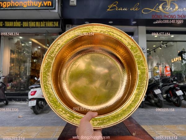 Chậu đồng đường kính 36cm mạ vàng 24K
