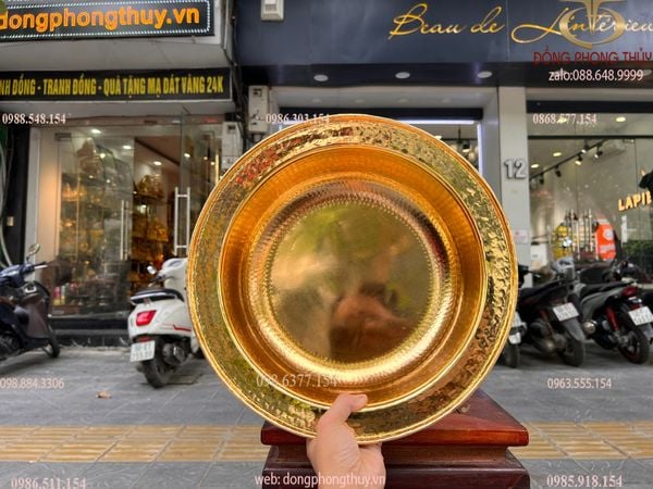 Chậu đồng đường kính 36cm mạ vàng 24K
