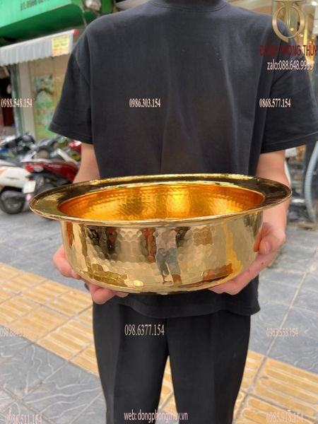 Chậu đồng đường kính 36cm mạ vàng 24K