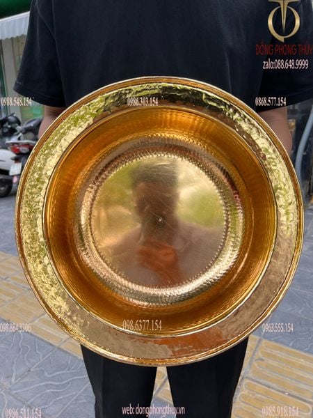 Chậu đồng đường kính 36cm mạ vàng 24K