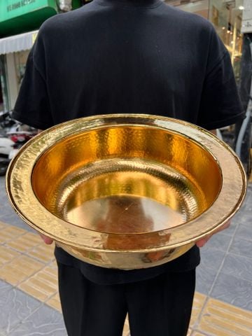 Chậu đồng đường kính 36cm mạ vàng 24K