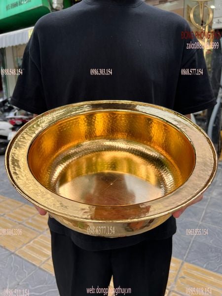 Chậu đồng đường kính 36cm mạ vàng 24K
