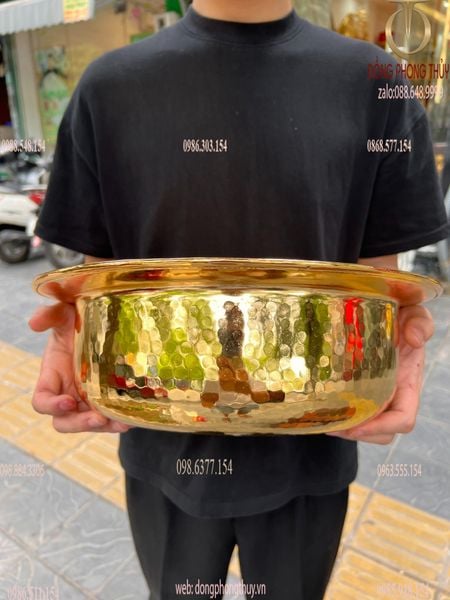 Chậu đồng đường kính 36cm mạ vàng 24K