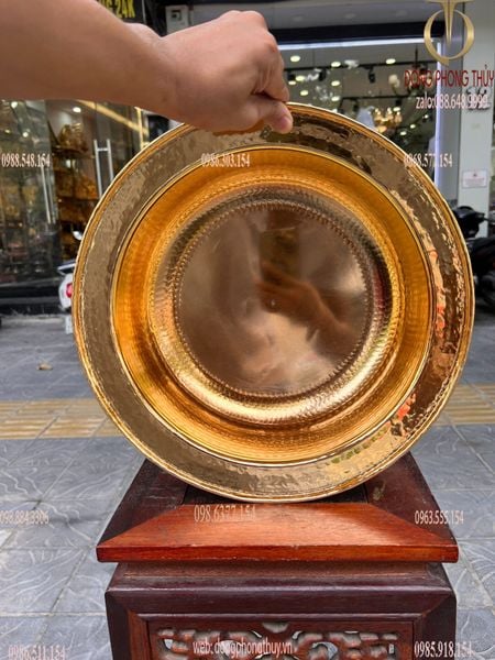 Chậu đồng đường kính 36cm mạ vàng 24K