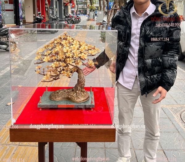 Chậu hoa mai bằng đồng mạ vàng 24k