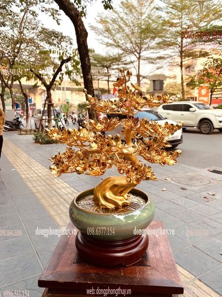 Quà tặng vip-quà tặng mạ vàng-Chậu mai mạ vàng 24k cao 45cm