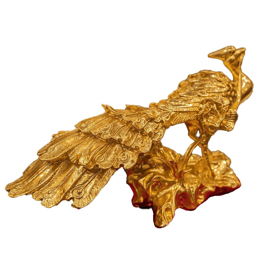 Tượng chim công khổng tước bằng đồng dát vàng 24k