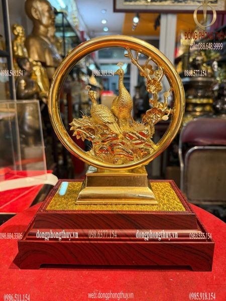 Chim uyên ương mạ vàng 24k 21x13,5x28,5cm