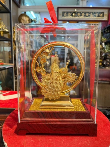 Chim uyên ương mạ vàng 24k 21x13,5x28,5cm