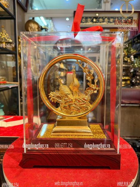 Chim uyên ương mạ vàng 24k 21x13,5x28,5cm