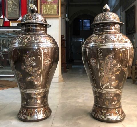 Đôi Chóe tứ quý 1m1 khảm ngũ sắc