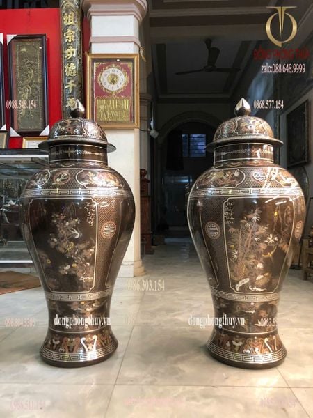 Đôi Chóe tứ quý 1m1 khảm ngũ sắc