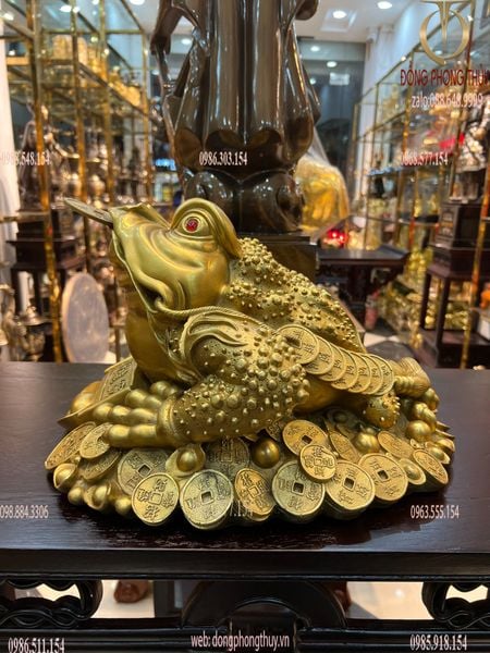 Cóc ngậm tiền bằng đồng Cao 25cm ngang 41cm nặng 8kg