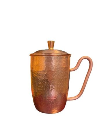 Cốc nước bằng đồng đỏ gò thủ công Cao 16 miệng 9,5