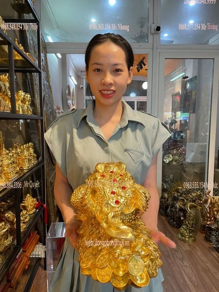 Thiềm Thừ - Cóc Ngậm Tiền Dát vàng 24k Cao 25cm