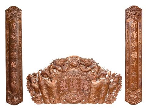 Bộ cuốn thư câu đối bằng đồng đỏ nguyên chất 1m55 nặng 12,5kg