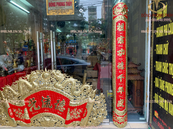 Cuốn thư câu đối 1m76 đỏ vàng