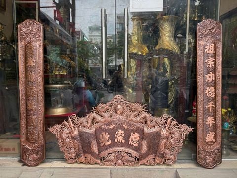 Bộ cuốn thư câu đối đồng đỏ