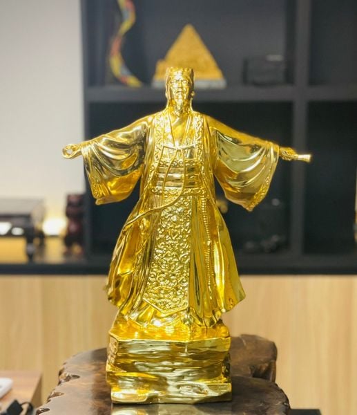 Tượng Khổng Minh Gia Cát Lượng 45cm bằng đồng dát vàng nano