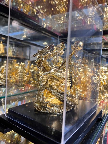 Tượng rồng mạ vàng - Quà tặng sếp: Tượng rồng bằng đồng dát vàng 24k