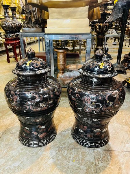 Đôi choé đồng khảm ngũ sắc cao 55 nặng 50kg