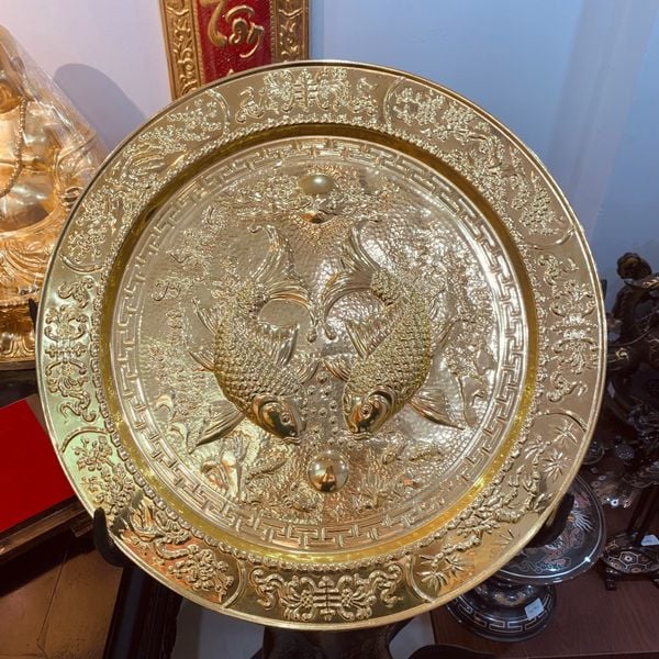 Tranh mâm lý ngư vọng nguyệt 57cm