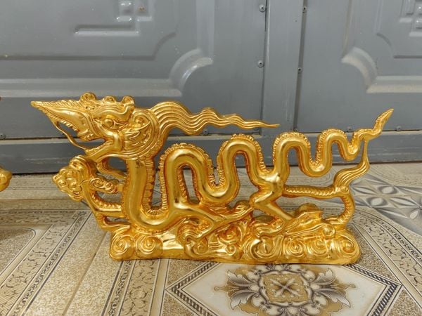 Tượng rồng mạ vàng - Tượng rồng thời Lý bằng đồng dát vàng 24k