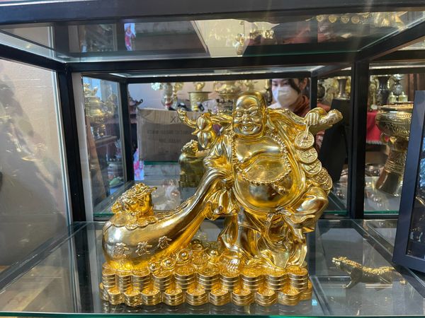 Tượng phật di lặc dát vàng 24k Cao 27cm nặng 4,4kg