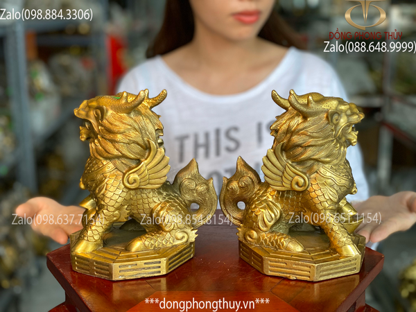 Tượng kỳ lân bằng đồng 18cm