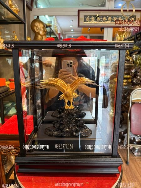 Tượng đại bàng mạ vàng 24k cao 35cm ngang 28,5cm sâu 17cm