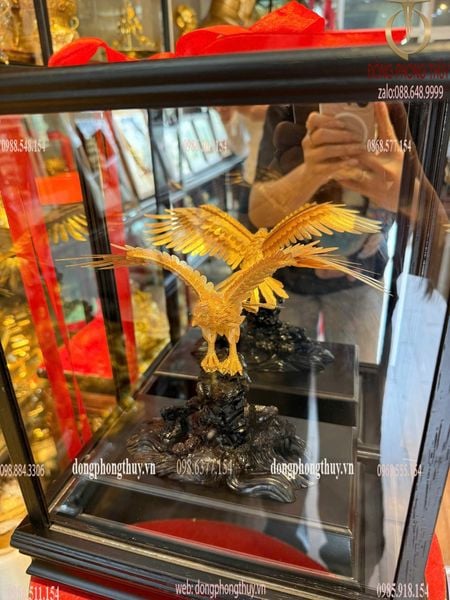 Tượng đại bàng mạ vàng 24k cao 35cm ngang 28,5cm sâu 17cm