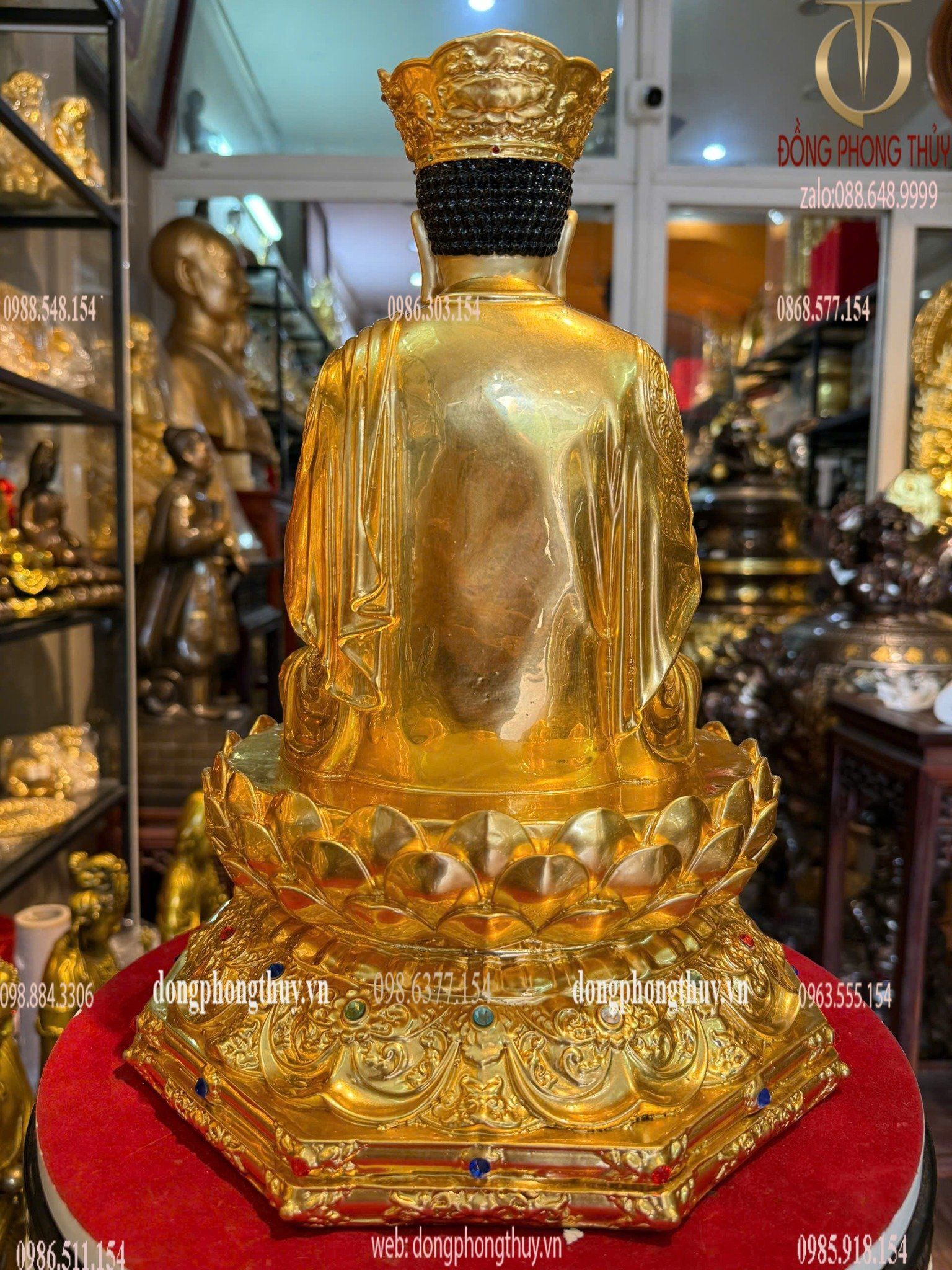 Đại Nhật Như Lai cao 40cm bằng đồng dát vàng 24K đính đá quý cao cấp